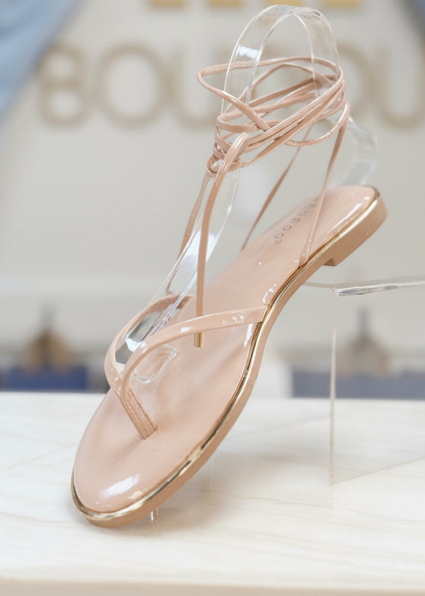 Barely There Nude Lace - Up Sandal - ElleBoutiqueZachary