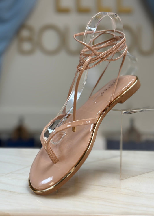Barely There Nude Lace - Up Sandal - ElleBoutiqueZachary