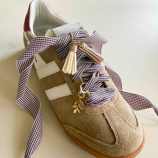 Burgandy Gingham Shoelace