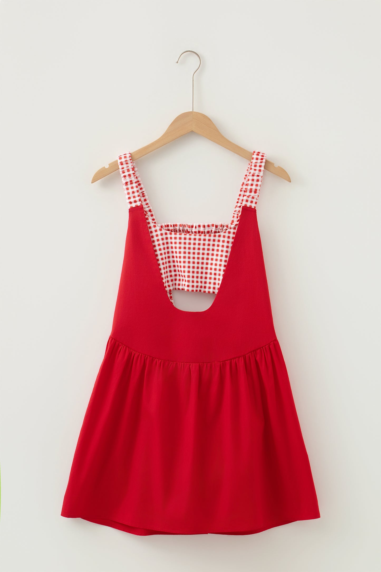 Gingham Contrast Patchwork Loose Mini Dress
