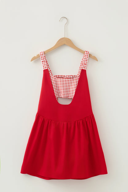 Gingham Contrast Patchwork Loose Mini Dress