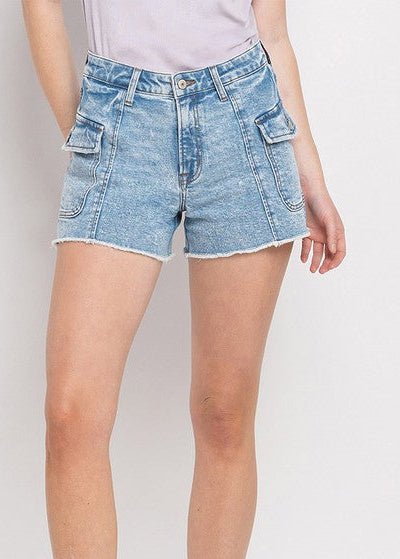 Bella Blue Denim BF Cargo Shorts - ElleBoutiqueZachary