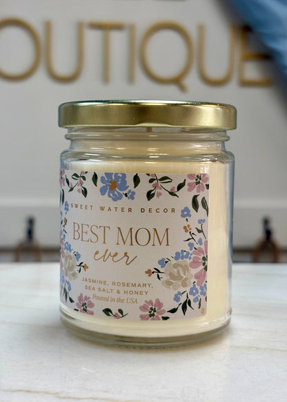Best Mom Ever Floral Scented Candle - ElleBoutiqueZachary