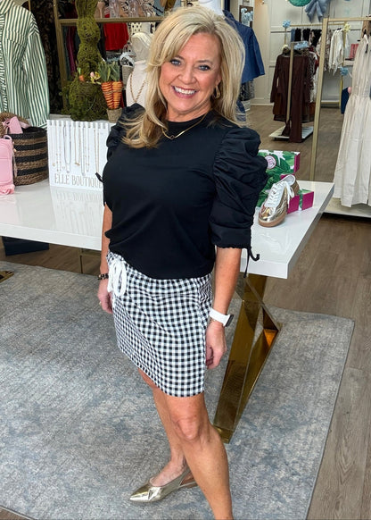 Black & White Gingham Check Skirt - ElleBoutiqueZachary