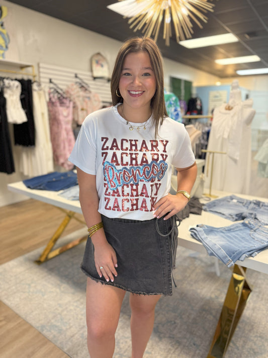 Zachary Broncos Block Sequin Tee
