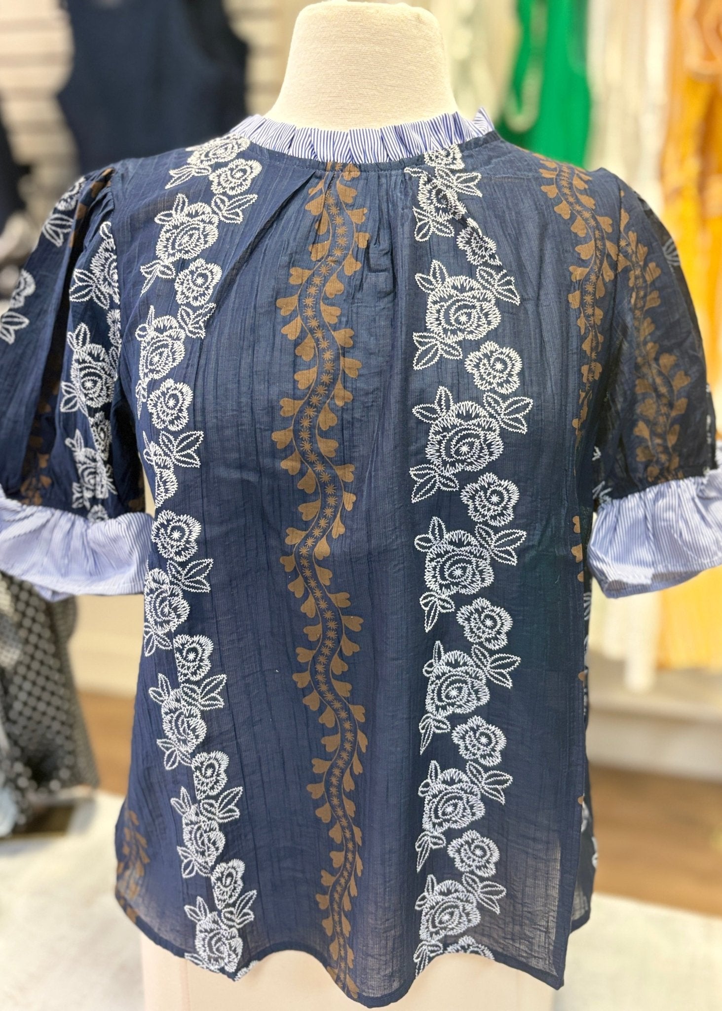 Bluebonnet Breeze Embroidered Blouse - ElleBoutiqueZachary