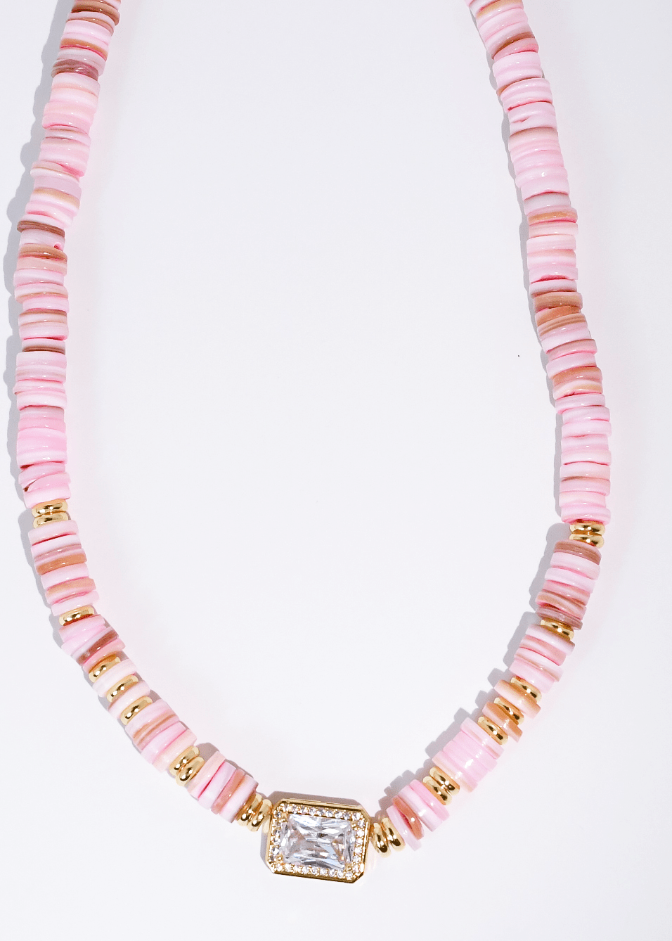 Blush Candy Gemstone Necklace with Crystal Pendant - ElleBoutiqueZachary