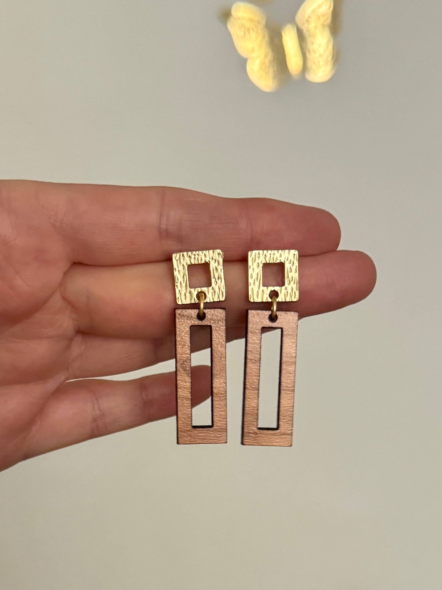 Wood & Gold  Earrings