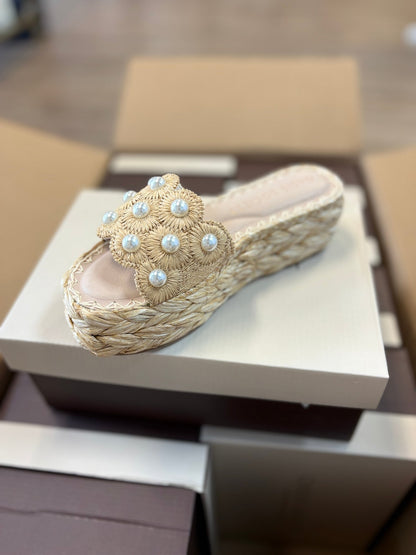 Candice Pearl - Raffia Platform - ElleBoutiqueZachary