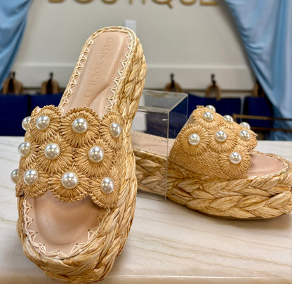 Candice Pearl - Raffia Platform - ElleBoutiqueZachary