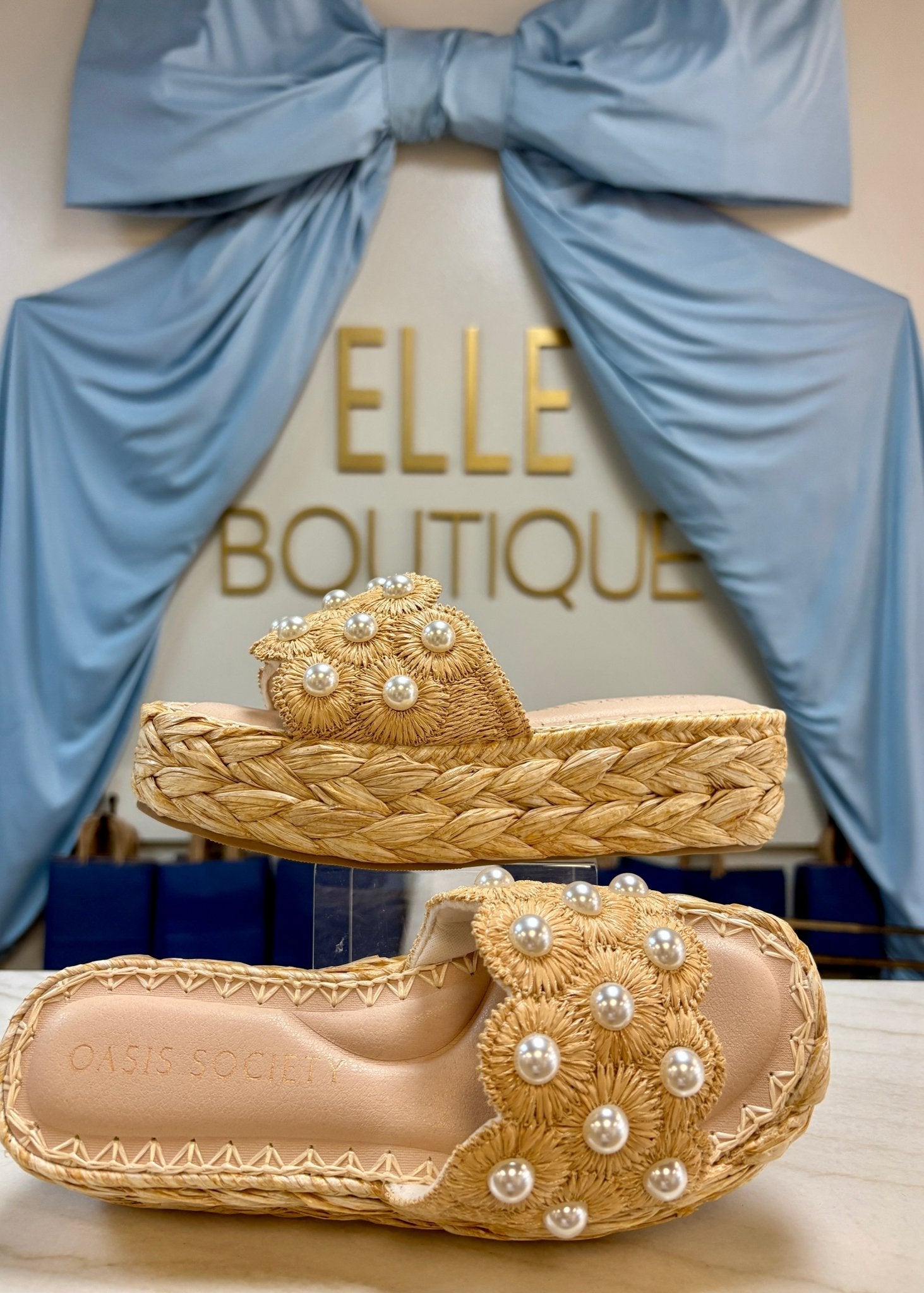 Candice Pearl - Raffia Platform - ElleBoutiqueZachary