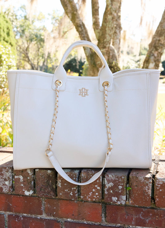 caroline hill cream tote bag