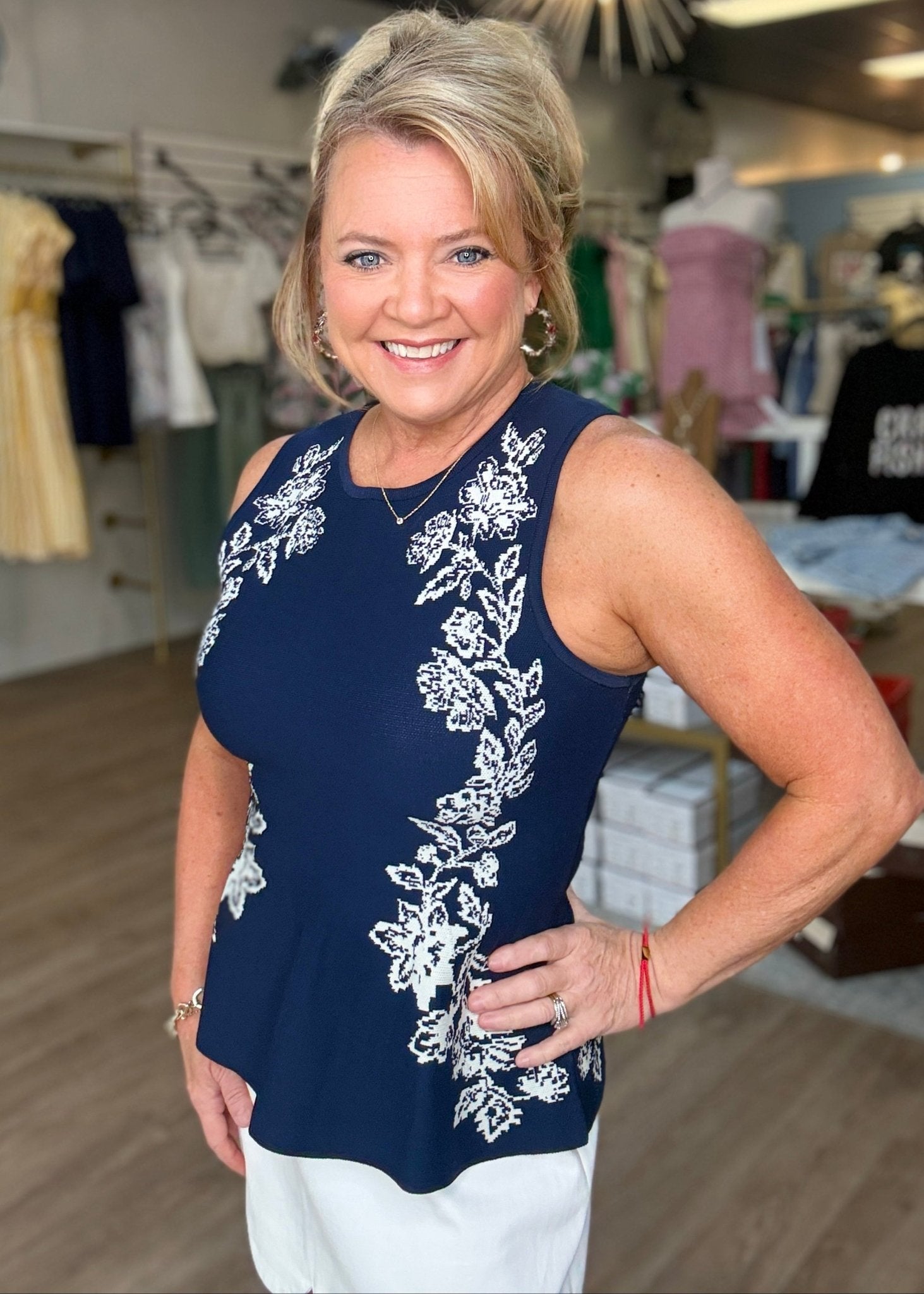 Classic Charm Floral Knit Top - ElleBoutiqueZachary