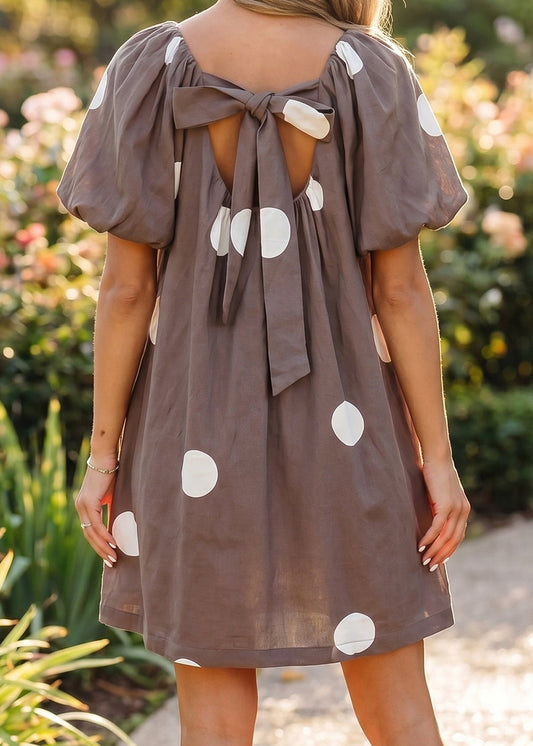 Coffee & Cream Polka Dot Dress - ElleBoutiqueZachary