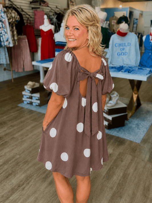 Coffee & Cream Polka Dot Dress - ElleBoutiqueZachary