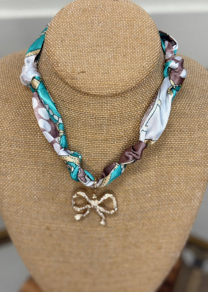 Crystal Bow Statement Necklace - ElleBoutiqueZachary