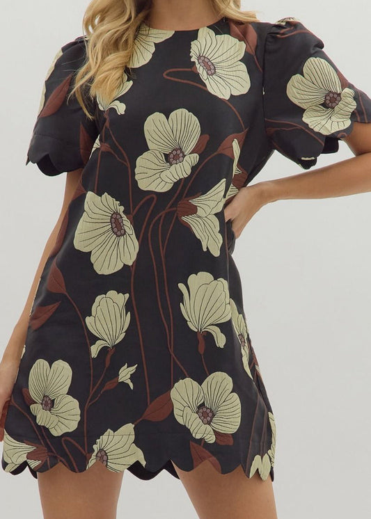 Jilly Dress-Black Floral