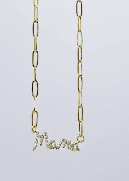 Dainty Gold “Mama” Chain Necklace - ElleBoutiqueZachary