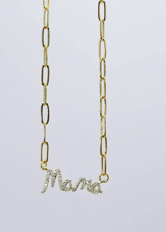 Dainty Gold “Mama” Chain Necklace - ElleBoutiqueZachary