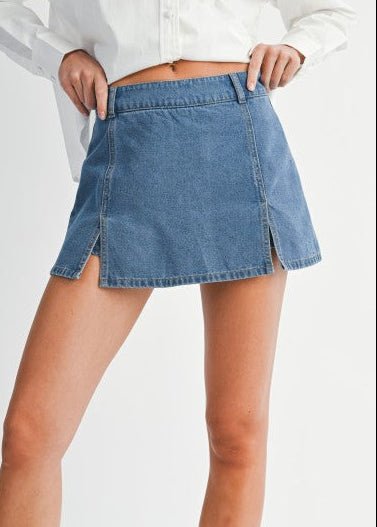 Downtown Darling Denim Skort - ElleBoutiqueZachary