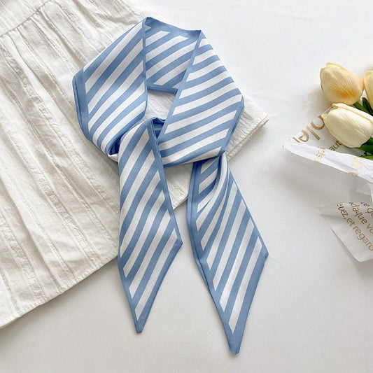 Blue Stripe Ribbon Scarf