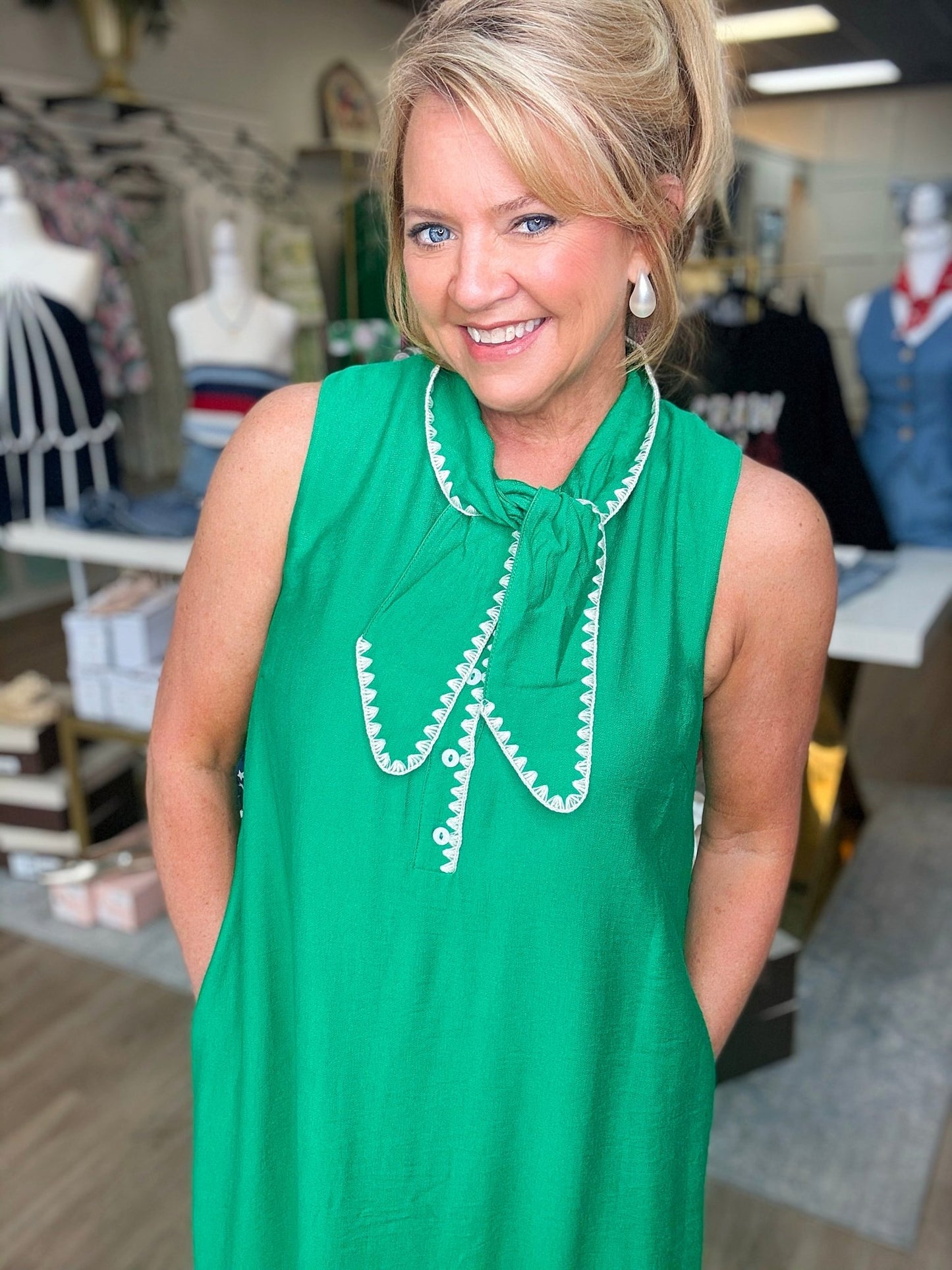 Emerald Coast Tie Neck Maxi Dress - ElleBoutiqueZachary