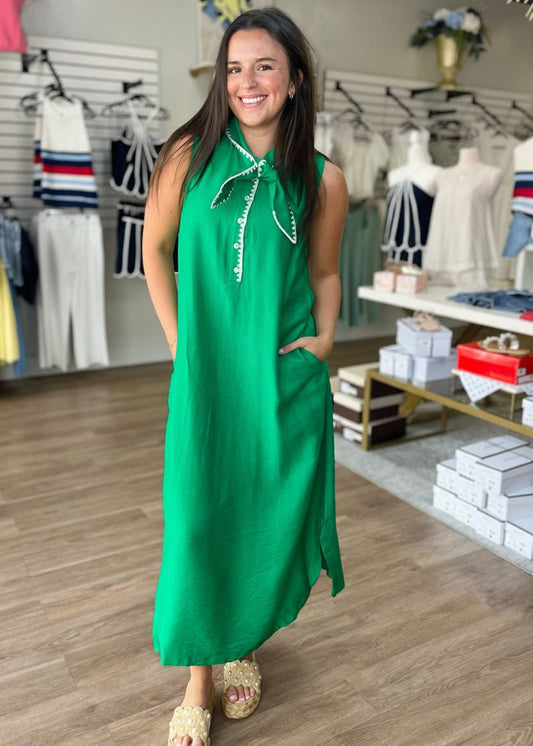 Emerald Coast Tie Neck Maxi Dress - ElleBoutiqueZachary