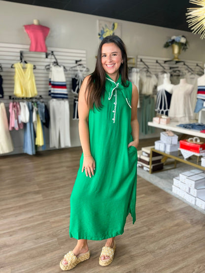 Emerald Coast Tie Neck Maxi Dress - ElleBoutiqueZachary