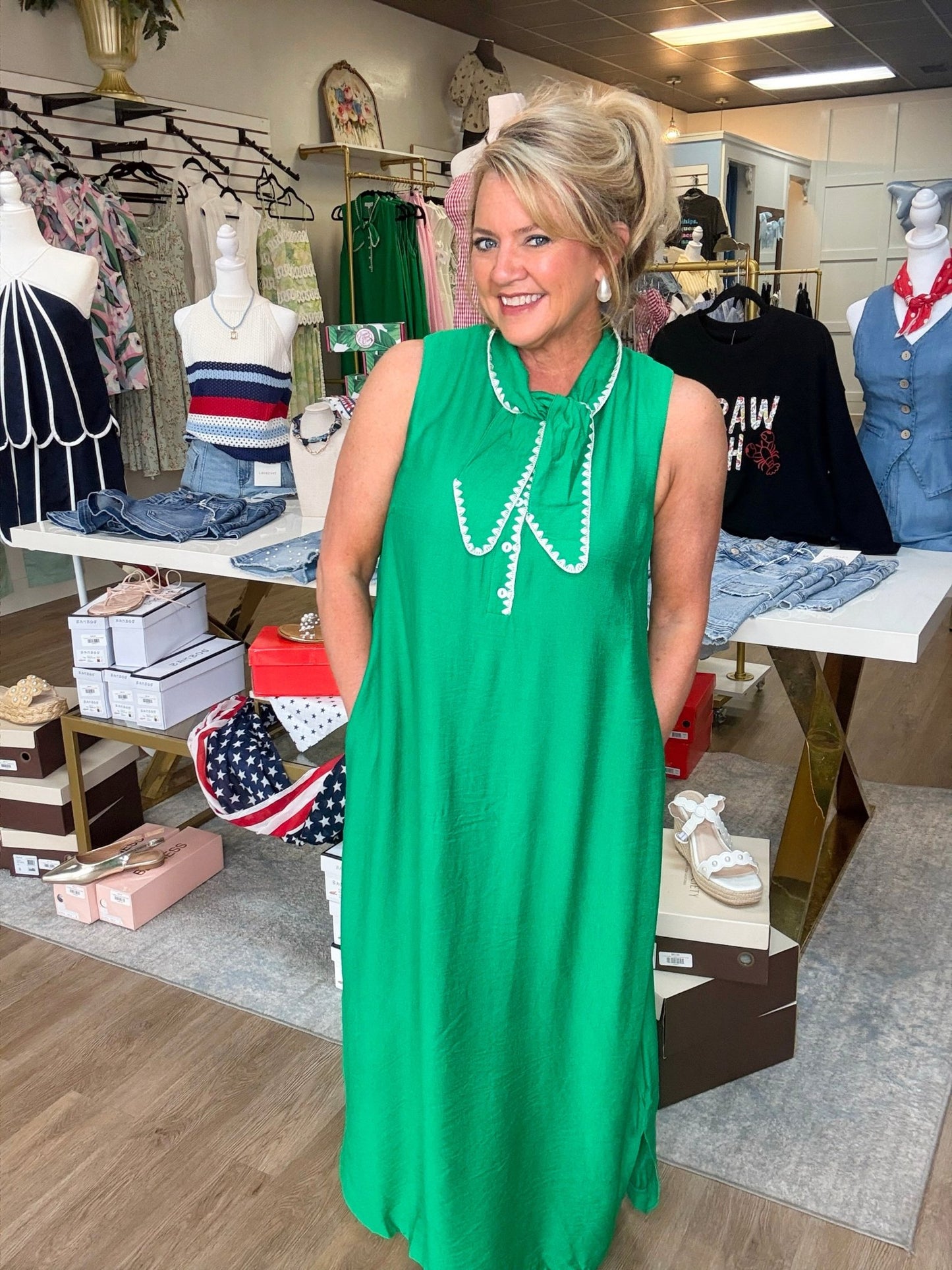 Emerald Coast Tie Neck Maxi Dress - ElleBoutiqueZachary