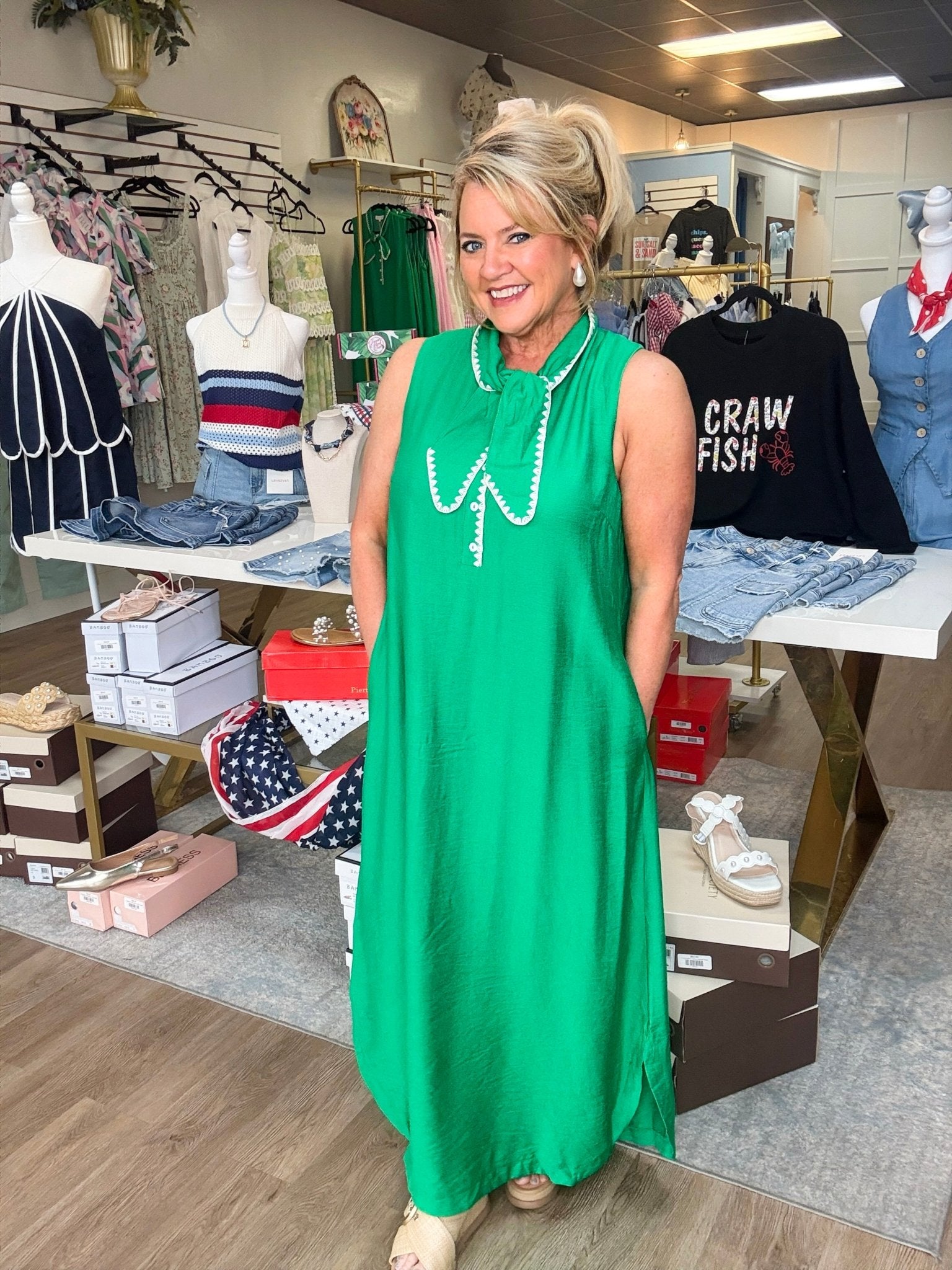 Emerald Coast Tie Neck Maxi Dress - ElleBoutiqueZachary