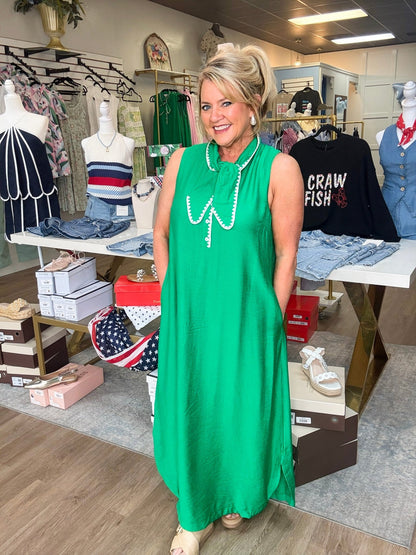 Emerald Coast Tie Neck Maxi Dress - ElleBoutiqueZachary