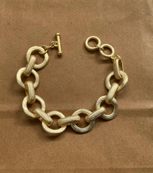 Golden Matte Link Toggle Bracelet