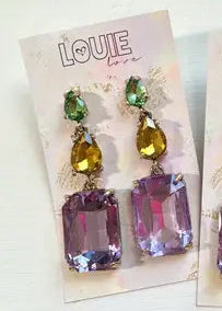 Mardi Gras Tiered Gem Earrings