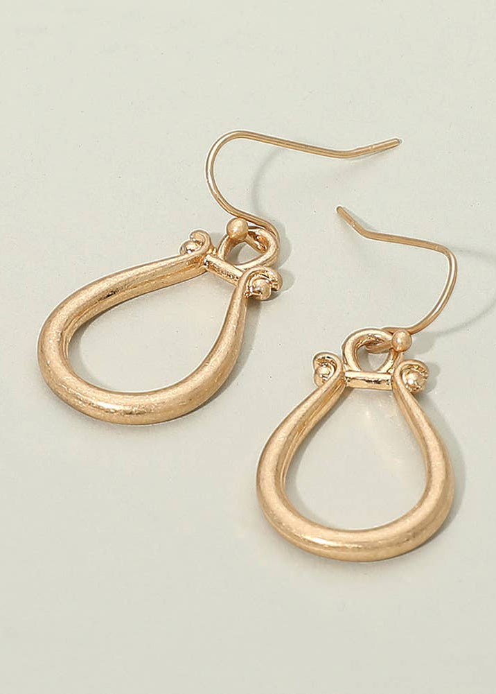 Teardrop Dangle Earrings: Worn Gold