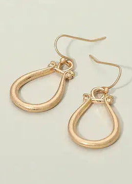 Teardrop Dangle Earrings: Worn Gold