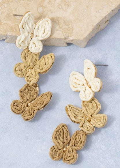 Flutter & Bloom Raffia Butterfly Earrings - ElleBoutiqueZachary