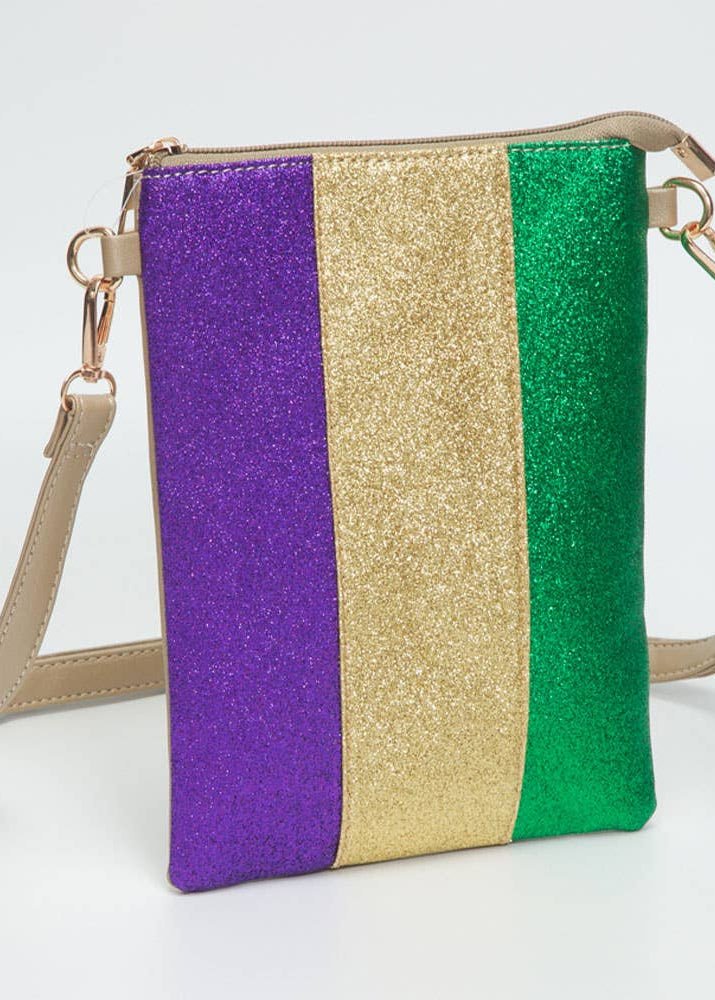 Glittered Mardi Gras Cross Body Bag - ElleBoutiqueZachary