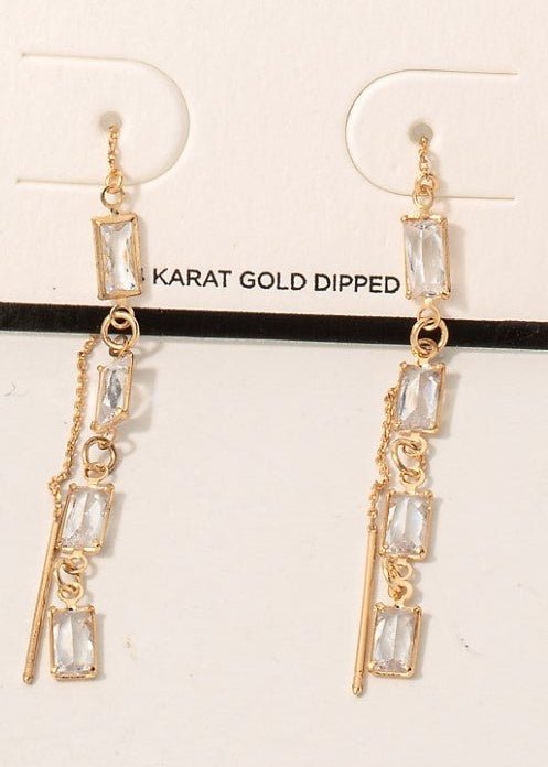 Gold Baguette Threader Earrings - ElleBoutiqueZachary