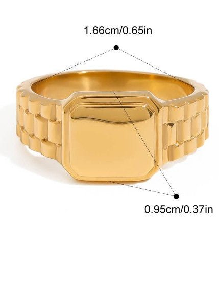 Gold Square Ring - ElleBoutiqueZachary