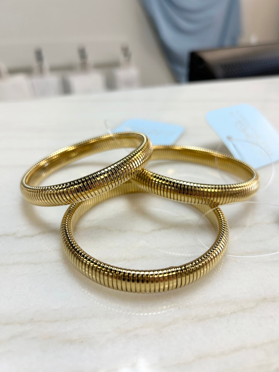 gold bangle bracelet mid size multi