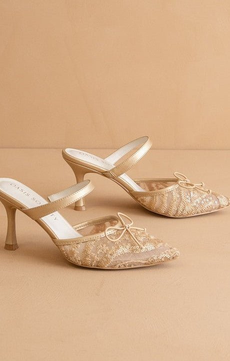 Golden Belle Sparkle Mesh Heels - ElleBoutiqueZachary