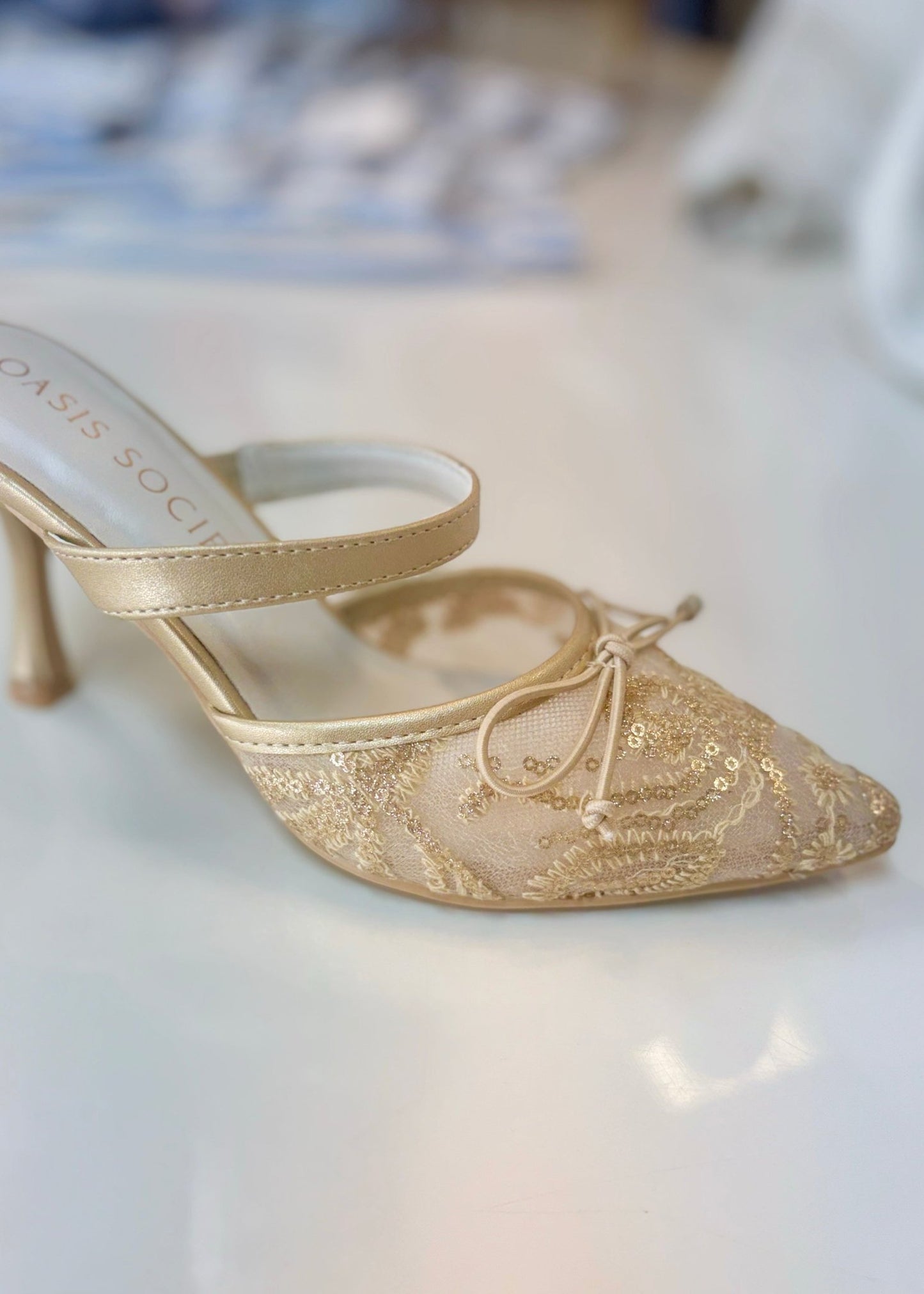 Golden Belle Sparkle Mesh Heels - ElleBoutiqueZachary