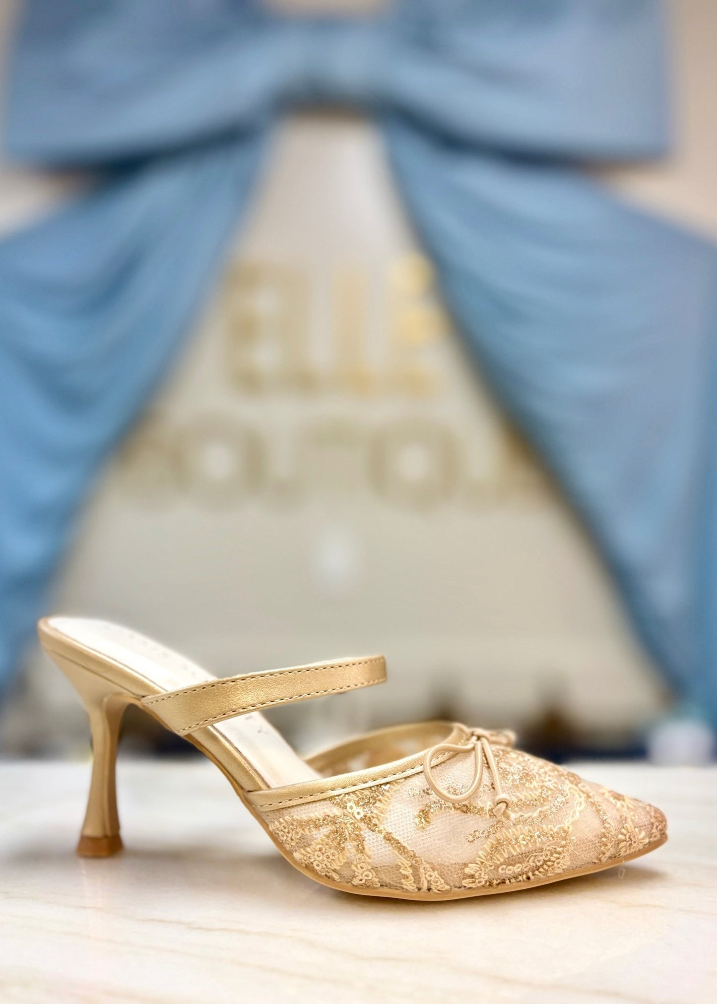 Gold Mesh Heels for Women