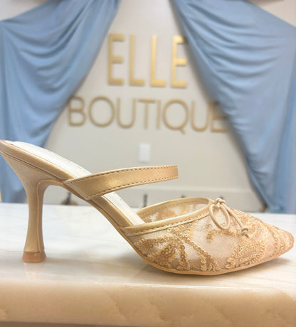 Golden Belle Sparkle Mesh Heels - ElleBoutiqueZachary