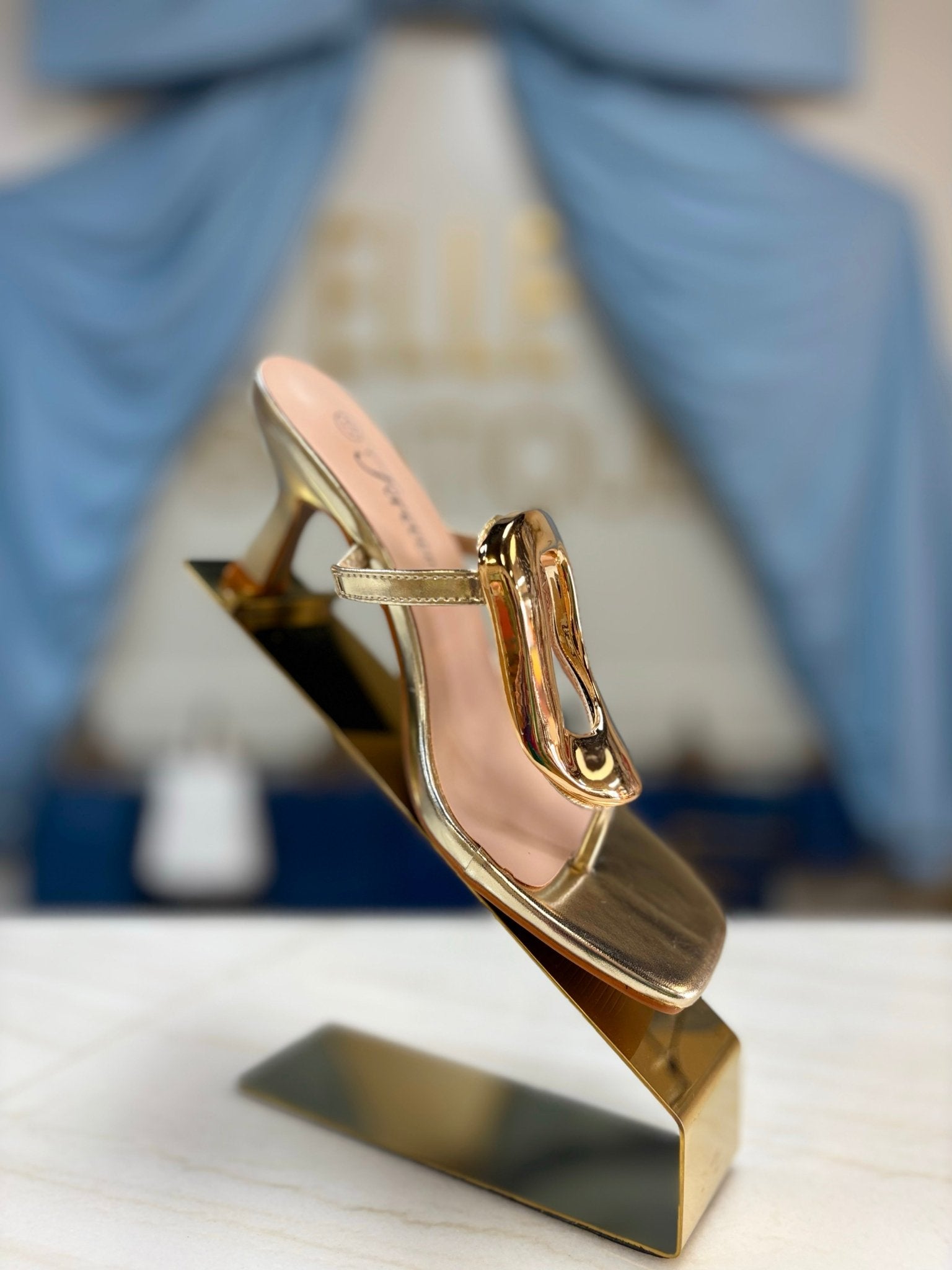 Gold Hardware Thong Heels for Women