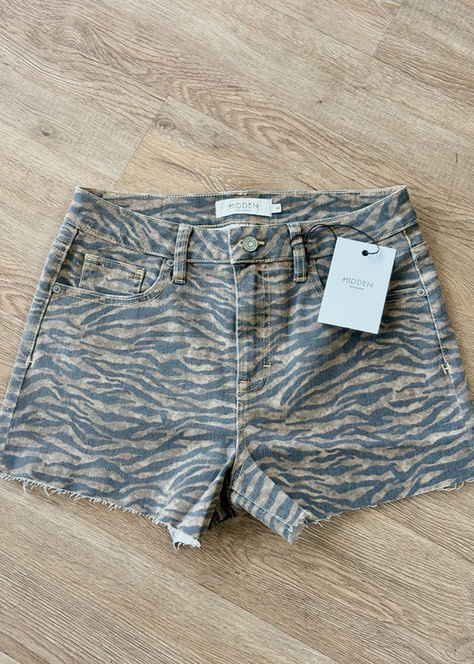 Hidden Tiger Stripe Denim Shorts - ElleBoutiqueZachary