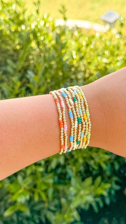 Jenna Bracelet: Pearl White & Gold Beaded / M - 7" - ElleBoutiqueZachary