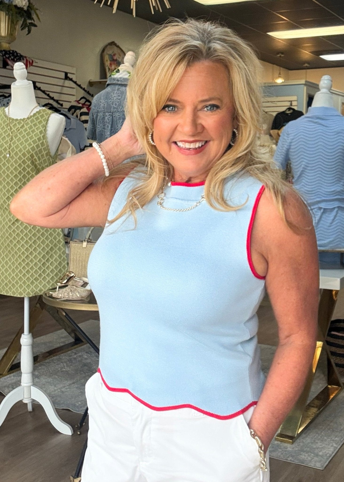 Lake Day Scallop Sweater Tank - ElleBoutiqueZachary