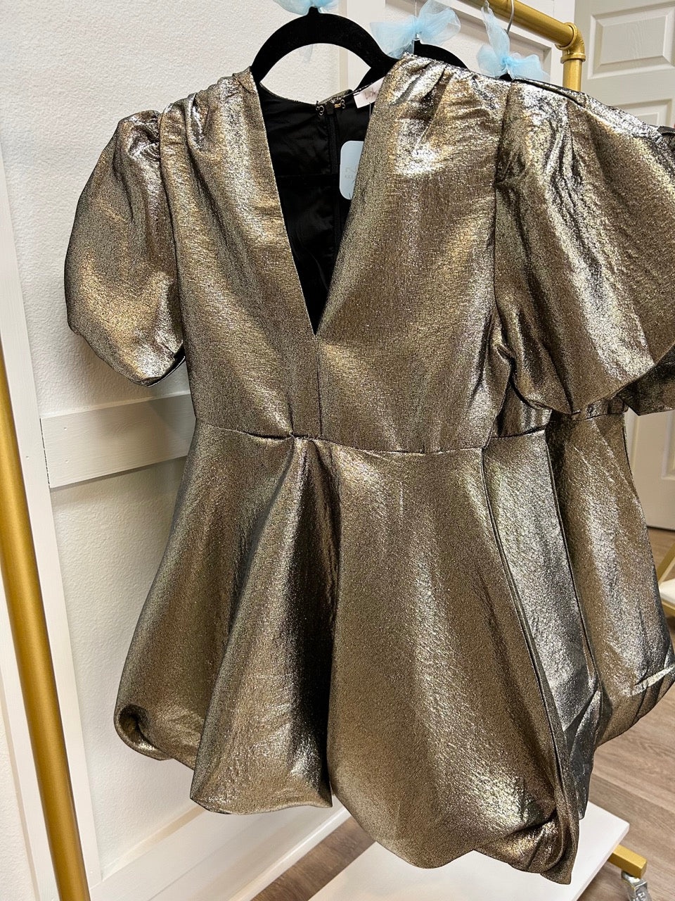 metallic cocktail dress