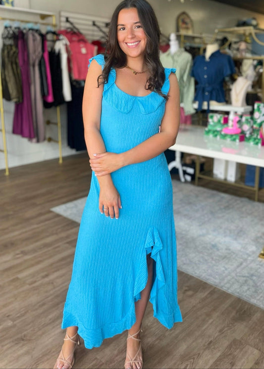 Ocean Breeze Ruffle Midi Dress - ElleBoutiqueZachary
